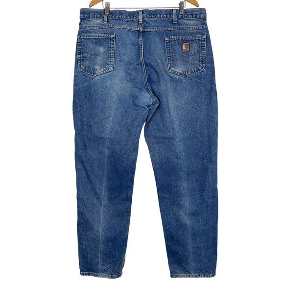 Carhartt Men's Relaxed Fit B17 Work Jeans 42x34 Tapered Leg Cotton Blue - Picture 5 of 10